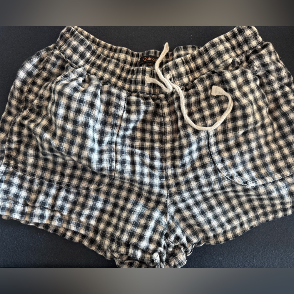 Quince Linen Gingham Shorts size medium